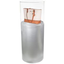 Silver Round Pedestal Display Case with Acrylic Cover